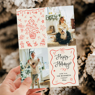 Tarjeta Festiva Boho Quirky Coquette se inclina por vacaciones fel
