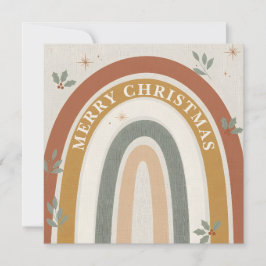 Tarjeta Festiva Boho Rainbow Christmas Holiday Greeting Card