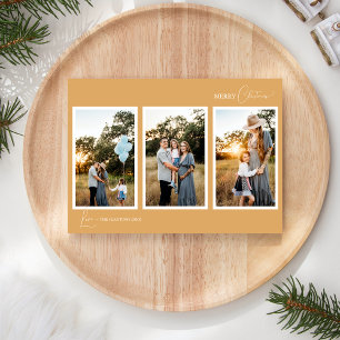 Tarjeta Festiva Boho retro oro Minimalista cinco Collages de fotos
