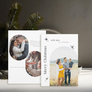 Tarjeta Festiva Boho Retro Stars Minimalistas Navidades de fotogra