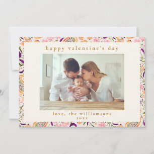 Tarjeta Festiva Boho Rosa Paisley Floral Foto Día de San Valentín