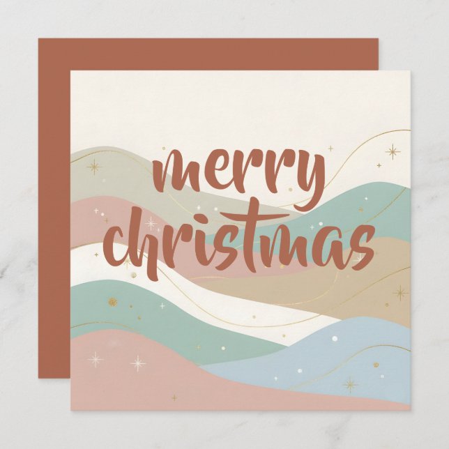 Tarjeta Festiva Boho Snowy Abstract Christmas (Anverso / Reverso)