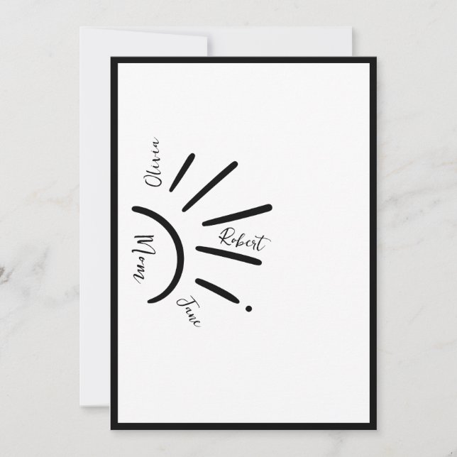 Tarjeta Festiva Boho Sol Mamá e Hijos Rayos de Sol (Anverso)