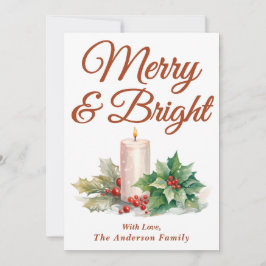 Tarjeta Festiva Boho Terracotta Guión manuscrito Merry & Bright