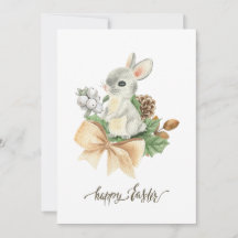 Boho Watercolor Conejo Feliz Pascua