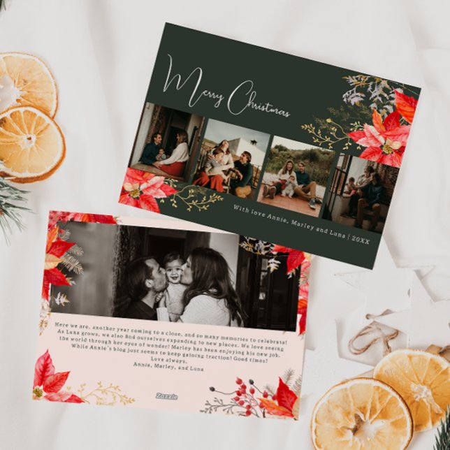 Tarjeta Festiva Boho Winter Floral Merry Christmas Five Photo (Subido por el creador)