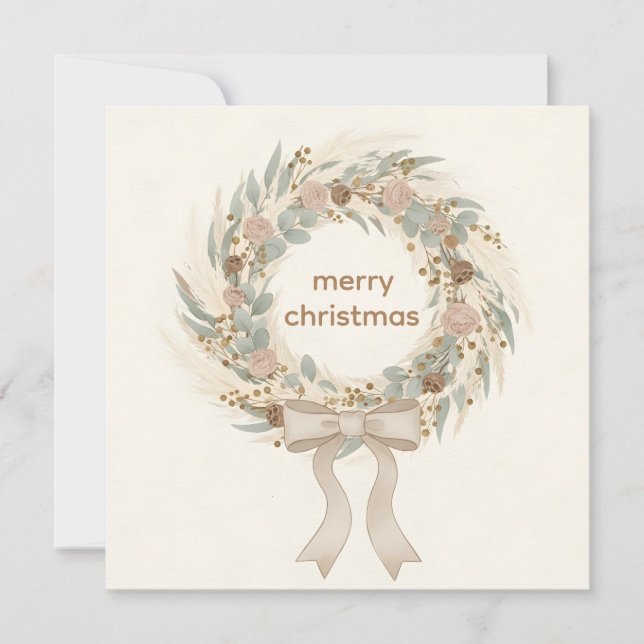 Tarjeta Festiva Boho Winter Garden Christmas (Anverso)