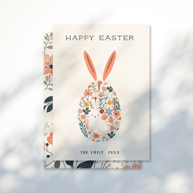 Tarjeta Festiva Boho Wonderland Bunny bendice celebración de Pascu (Subido por el creador)
