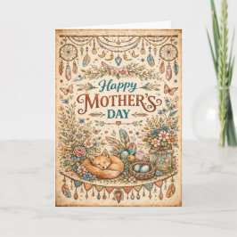 Tarjeta Festiva Boho Woodland Floral Mothers Day