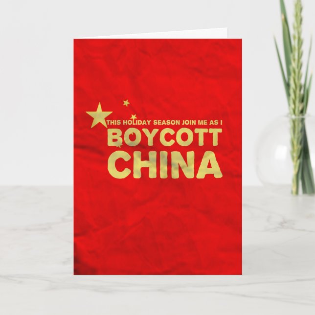 Tarjeta Festiva Boicot a China... ¡Compra juguetes estadounidenses (Anverso)
