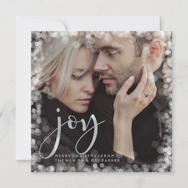 Tarjeta Festiva Bokeh glamoroso | Alegría de los Navidades con fot (Anverso)