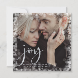 Tarjeta Festiva Bokeh glamoroso   Alegría de los Navidades con fot