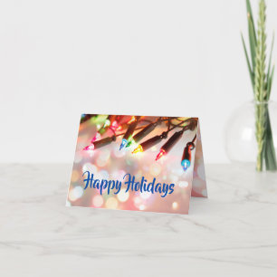 Tarjeta Festiva Bokeh Navidades de Twinkle Lights multicolores