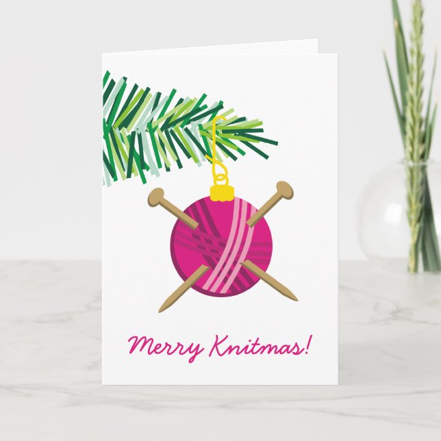 Tarjeta Festiva Bola de agujas de punto de hilados Navidades de va (Anverso)