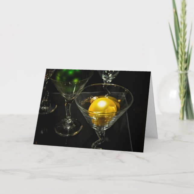 Tarjeta Festiva Bola Martini del ornamento del día de fiesta del (Anverso)