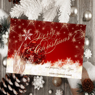 Tarjeta Festiva Bola Roja de Navidad, Copos de Nieve ,Saludo Corpo