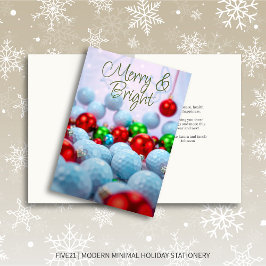 Tarjeta Festiva Bolas de golf y ornamentos brillantes
