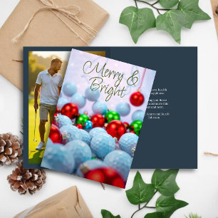Tarjeta Festiva Bolas de golf y ornamentos brillantes ・ Armada fot