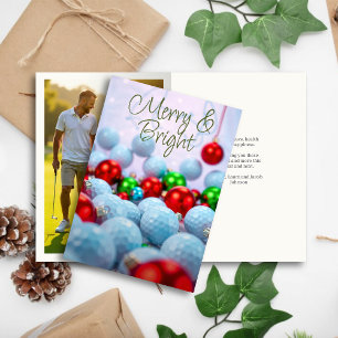 Tarjeta Festiva Bolas de golf y ornamentos brillantes ・ Fotografía