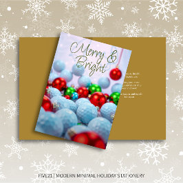 Tarjeta Festiva Bolas de golf y ornamentos brillantes ・ Oro