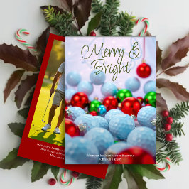 Tarjeta Festiva Bolas de golf y ornamentos brillantes ・ Rojo foto