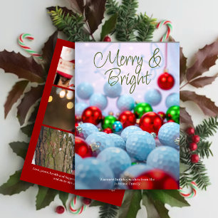 Tarjeta Festiva Bolas de golf y ornamentos brillantes ・ Tres fotos