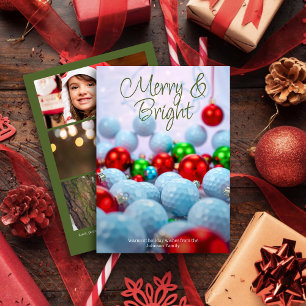 Tarjeta Festiva Bolas de golf y ornamentos brillantes ・ Tres fotos