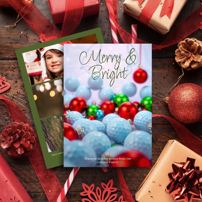 Tarjeta Festiva Bolas de golf y ornamentos brillantes ・ Tres fotos (Subido por el creador)