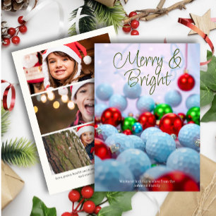 Tarjeta Festiva Bolas de golf y ornamentos brillantes ・ Tres fotos