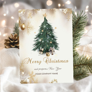 Tarjeta Festiva Bolas de Navidad, Árbol, Regalos, Copos de Nieve F