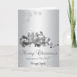 Tarjeta Festiva Bolas de Navidad, Arco de Vela Copos de Nieve Plat