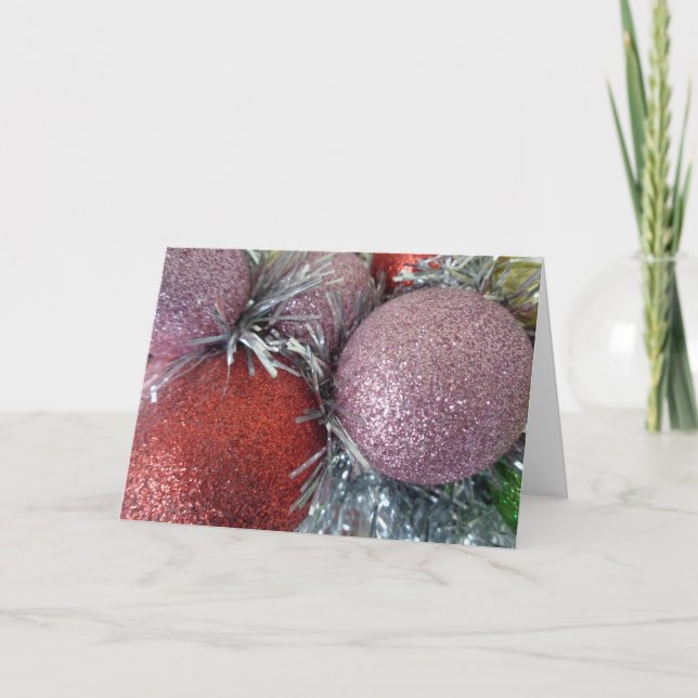 Tarjeta Festiva Bolas de navidades (Anverso)