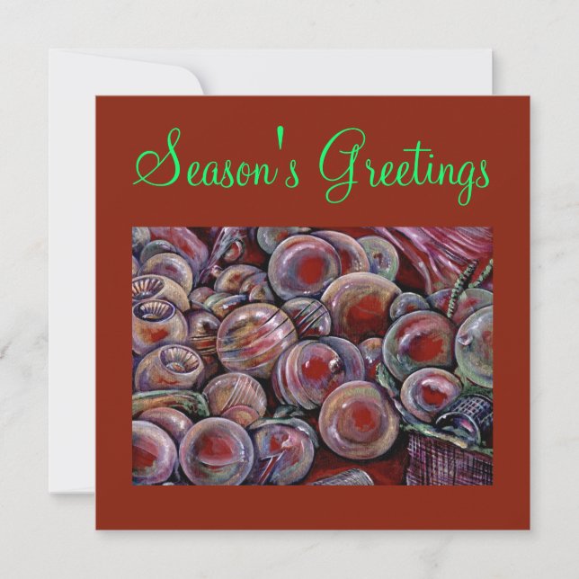 Tarjeta Festiva Bolas de Navidades rojos (Anverso)