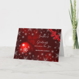 Tarjeta Festiva Bolas de Navidades rojos, Bow rojo, saludo corpora
