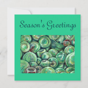 Tarjeta Festiva Bolas de Navidades verdes