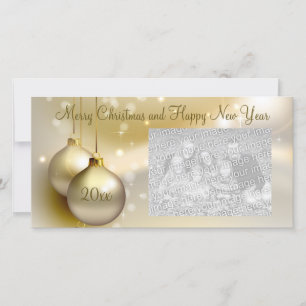 Tarjeta Festiva Bolas de oro para Navidades