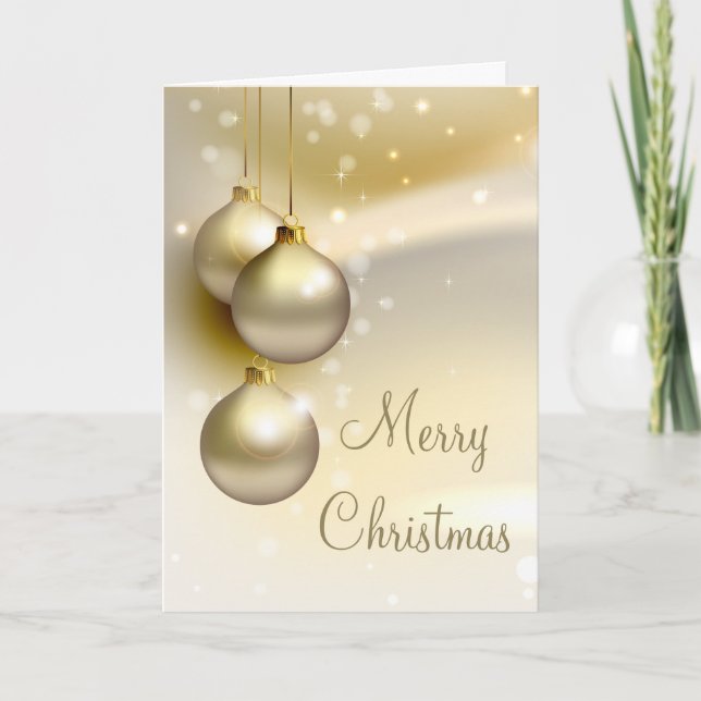 Tarjeta Festiva Bolas de oro para Navidades (Anverso)