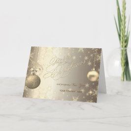 Tarjeta Festiva Bolas de oro Snowflakes Stars Corporate Greeting