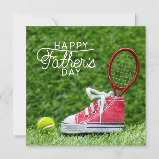 Tarjeta Festiva Bolas de tenis y alboroto Feliz Día del Padre (Anverso)