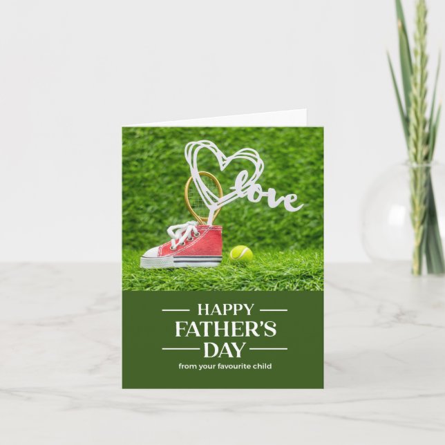 Tarjeta Festiva Bolas de tenis y alboroto Feliz Día del Padre (Anverso)