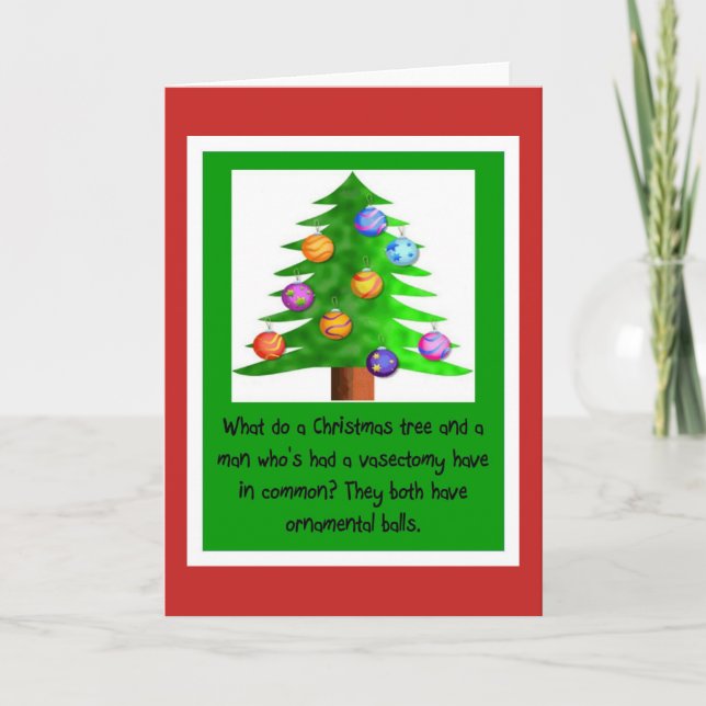 Tarjeta Festiva Bolas de Vasectomía para navidades (Anverso)