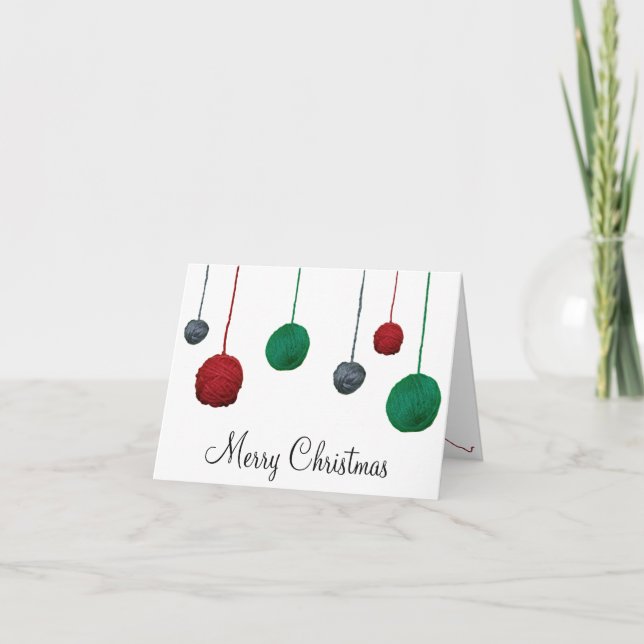 Tarjeta Festiva Bolas de yarn de vacaciones ・ Artesanos (Anverso)