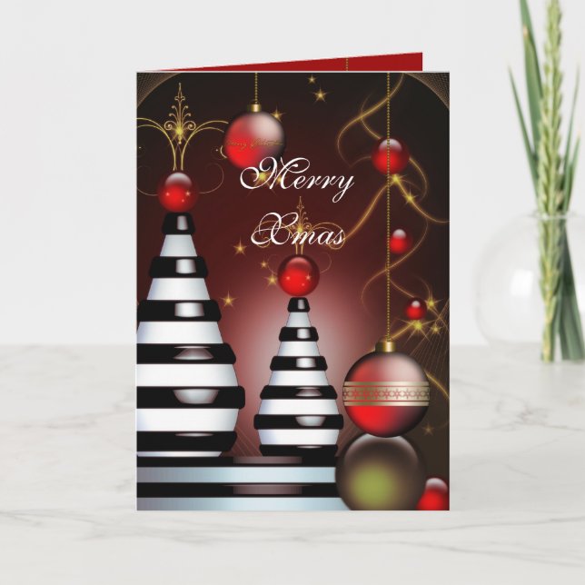 Tarjeta Festiva Bolas rojas Card Merry Xmas (Anverso)