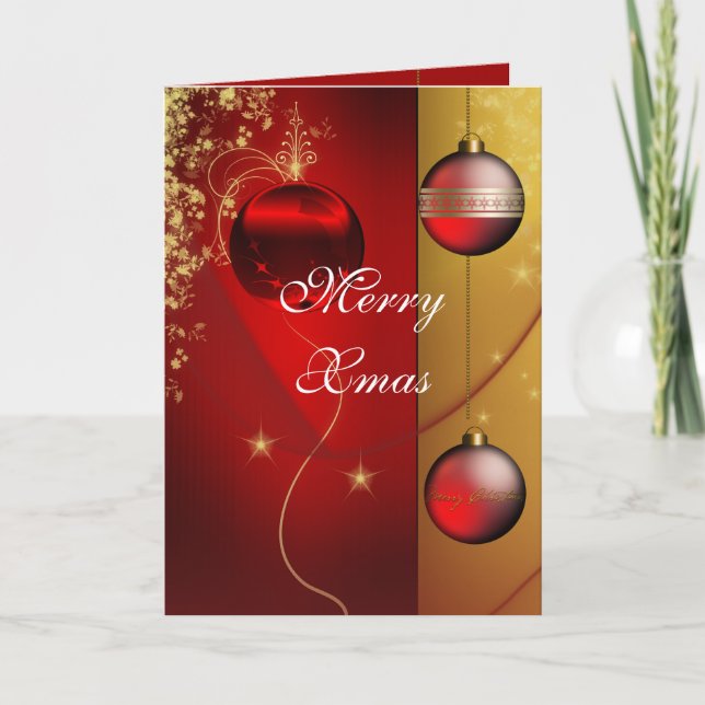 Tarjeta Festiva Bolas rojas Card Merry Xmas (Anverso)