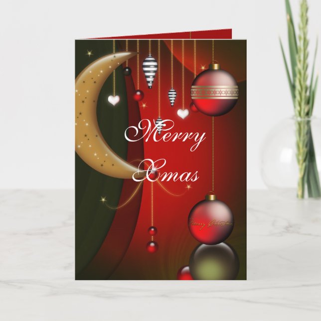 Tarjeta Festiva Bolas rojas Card Merry Xmas (Anverso)