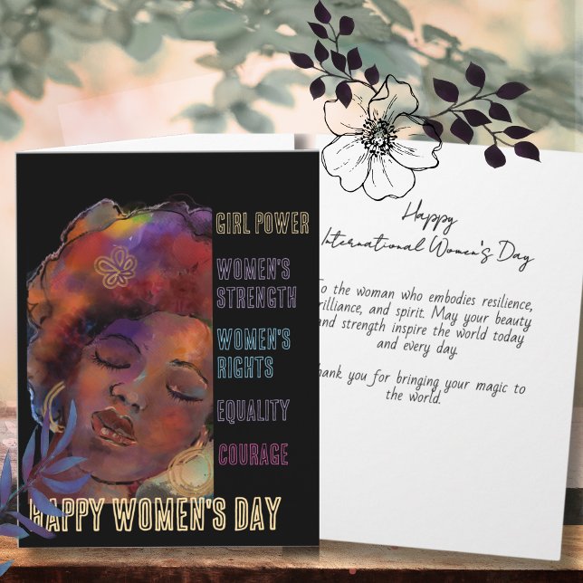 Tarjeta Festiva Bold Black Woman International Women's Day Card (Bold Black Woman International Women's Day Card)