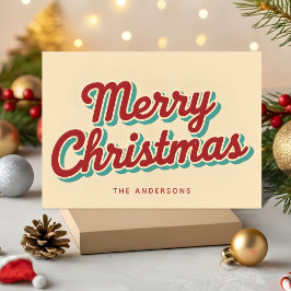 Tarjeta Festiva Bold Retro Script Merry Christmas Typography