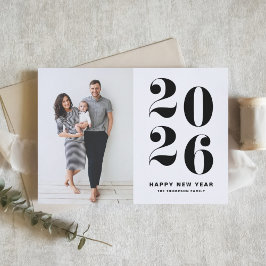 Tarjeta Festiva Bold Typography 2022 Black Happy New Year Photo