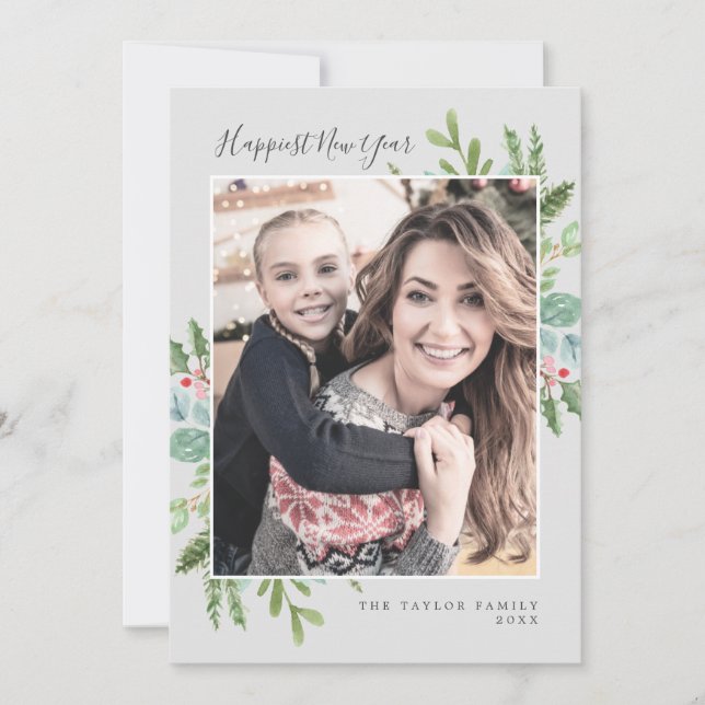 Tarjeta Festiva Boletín de Año Nuevo más feliz para la vegetación  (Anverso)