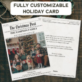 Tarjeta Festiva Boletín de fotos de Navidades familiares de periód